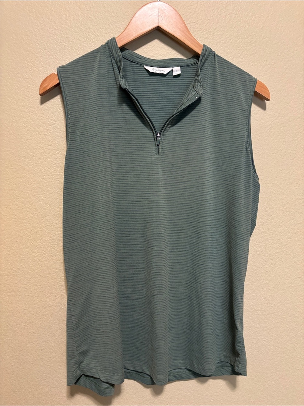 Lady Hagen Sleeveless Half-Zip Tank in Olive